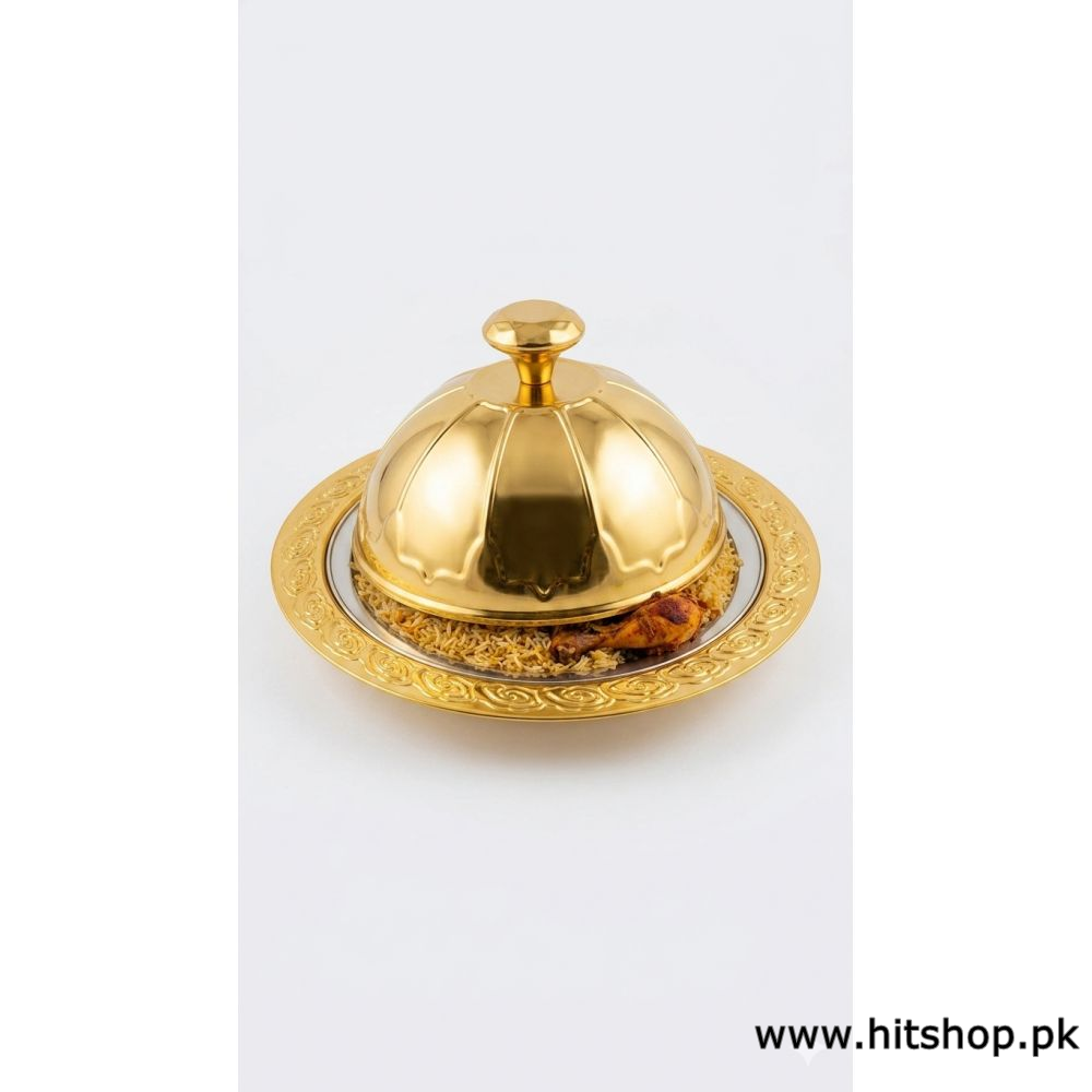Stainless Steel Dome Platter Golden Mandi Dish